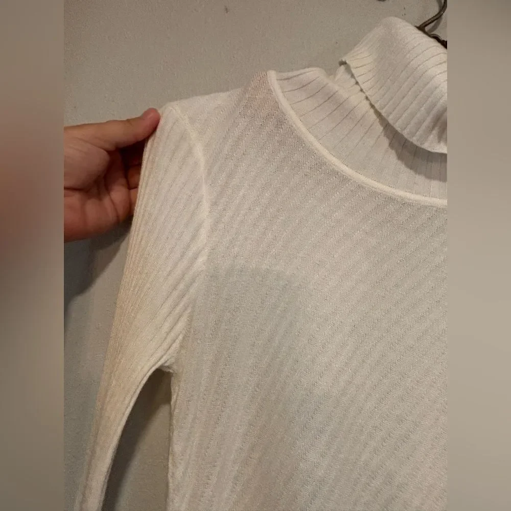 Maison Scotch Scotch & Soda Ribbed Turtleneck Sweater Cream Size S
